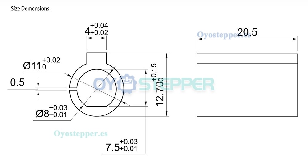 Casquillo adaptador de eje de 8mm a 11mm para reductor sinf&iacute;n NMRV30
